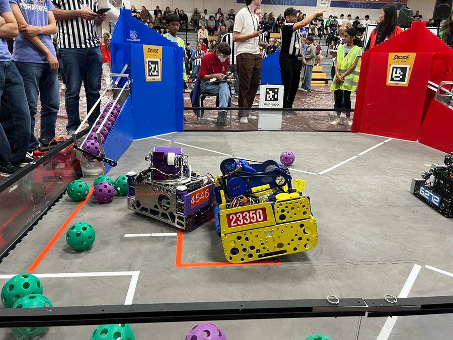 Team 23350's Cypher robot on the DECODE field
