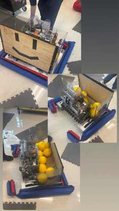 Collage of the Rebuilt robot carrying yellow balls